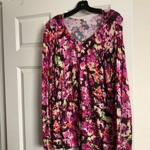 Charter Club Pink and Brown Floral Cardigan 2X